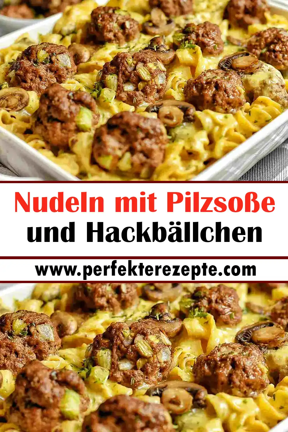 Nudeln mit Pilzsoße und Hackbällchen Rezept