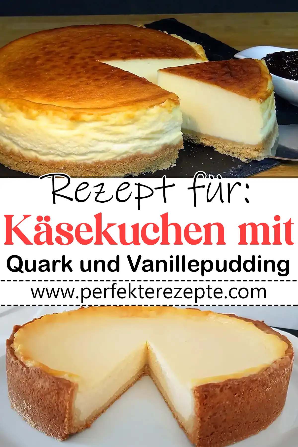 Käsekuchen mit Quark und Vanillepudding!