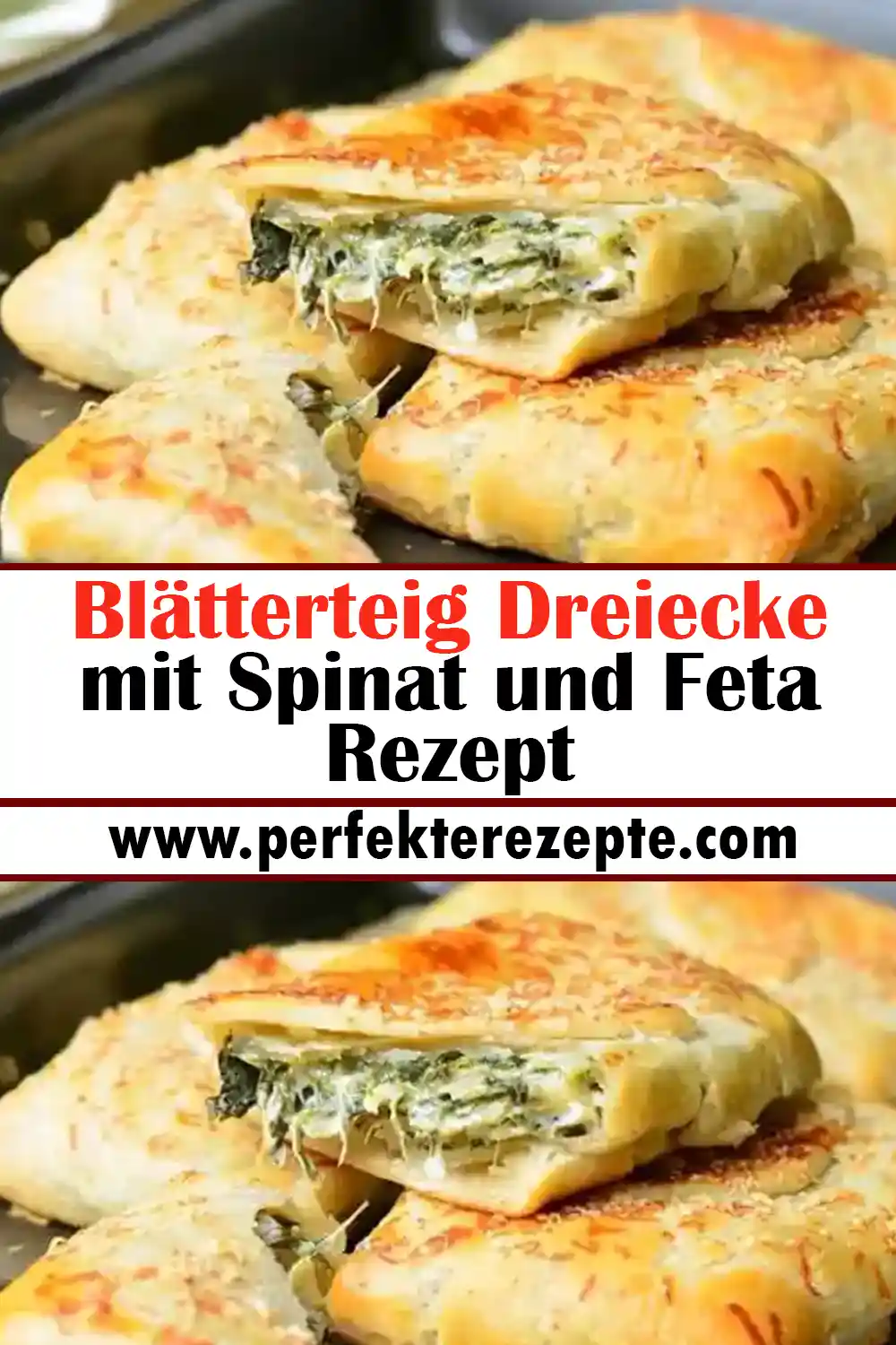 Blätterteig Dreiecke mit Spinat und Feta Rezept