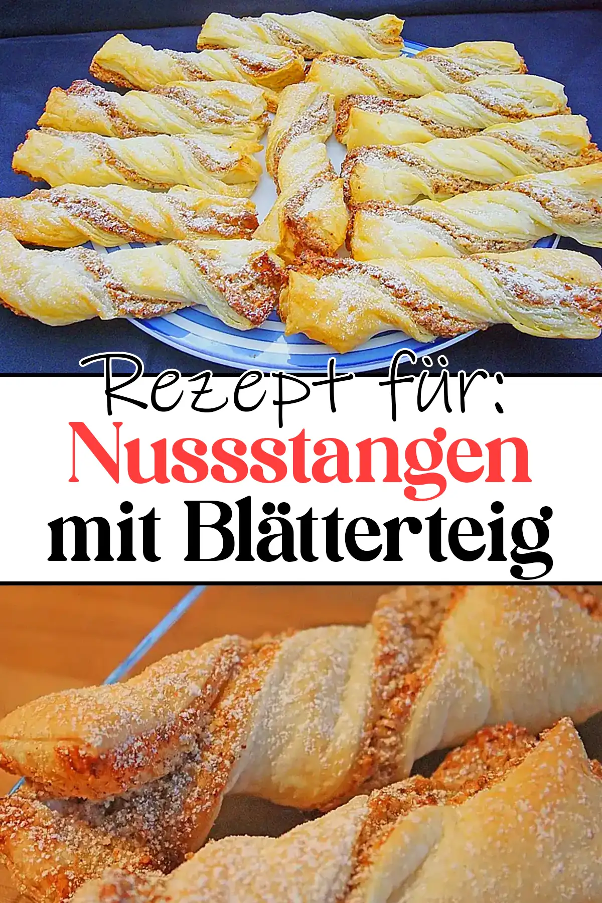 Rezept für leckere Nussstangen mit Blätterteig