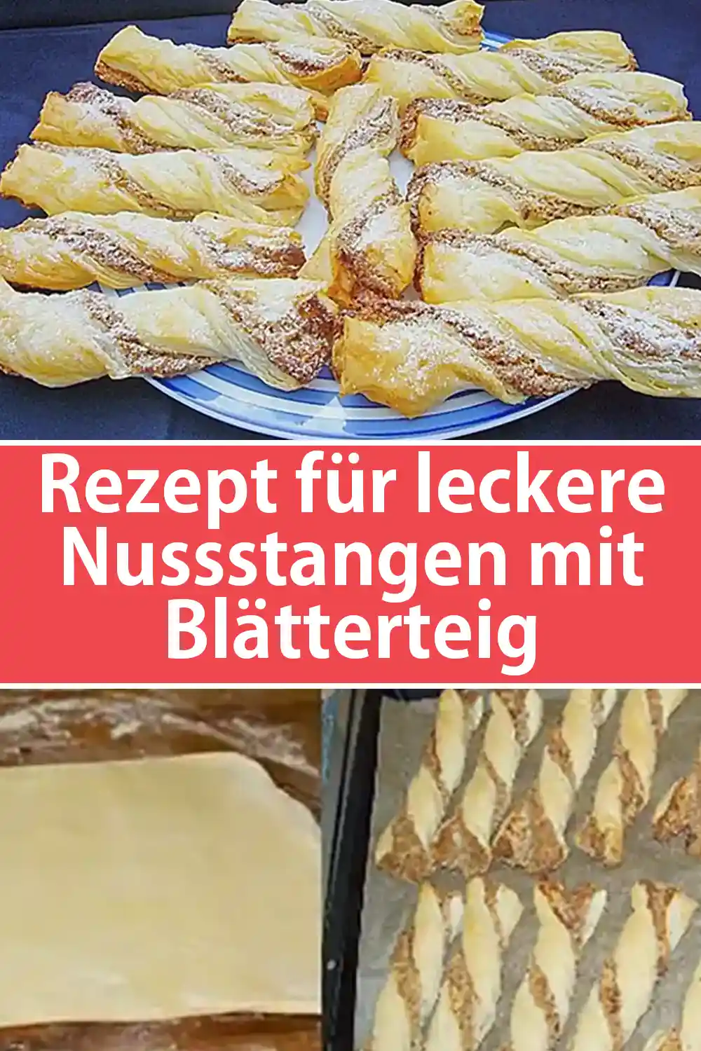Rezept für leckere Nussstangen mit Blätterteig