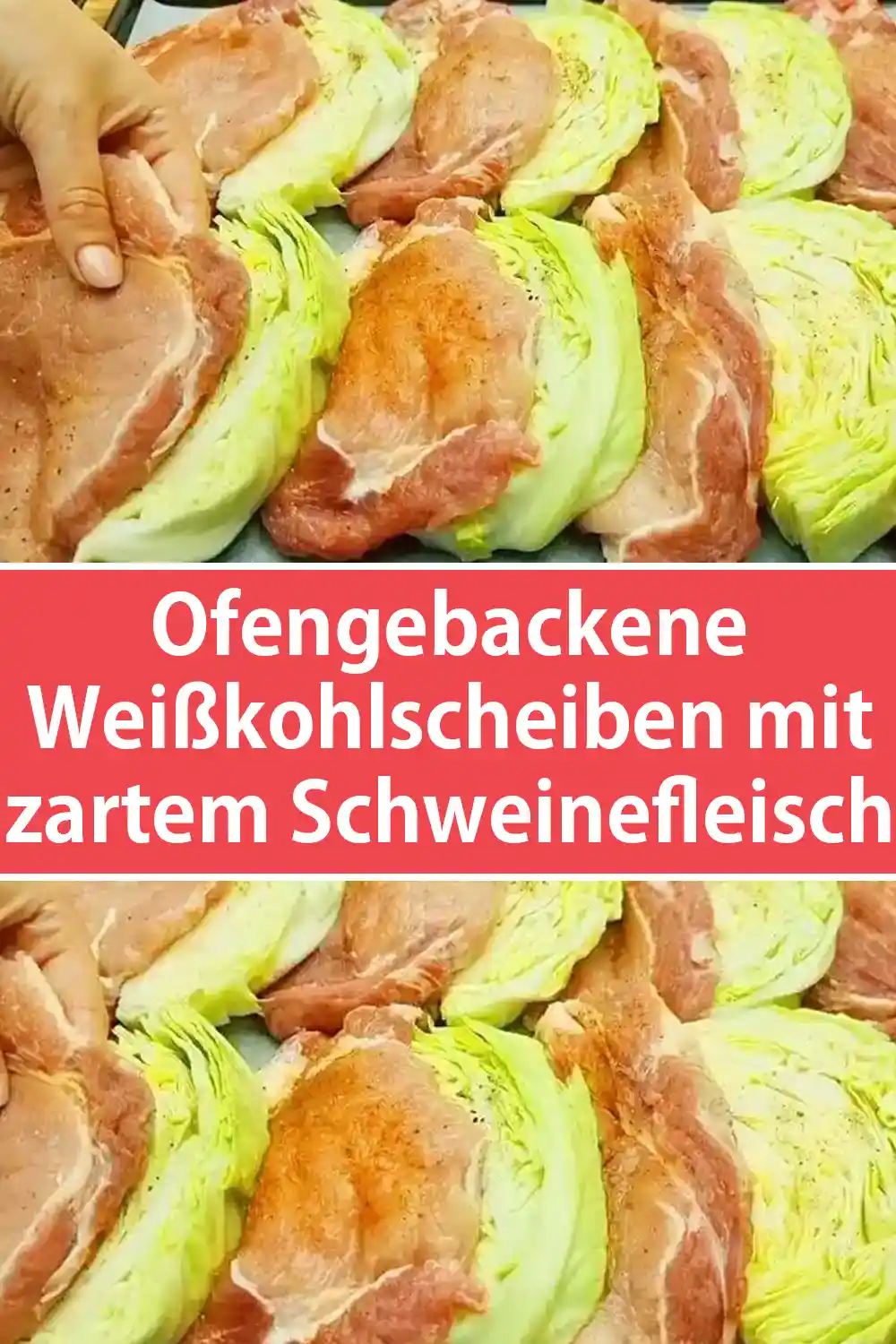 Ofengebackene Weißkohlscheiben mit zartem Schweinefleisch