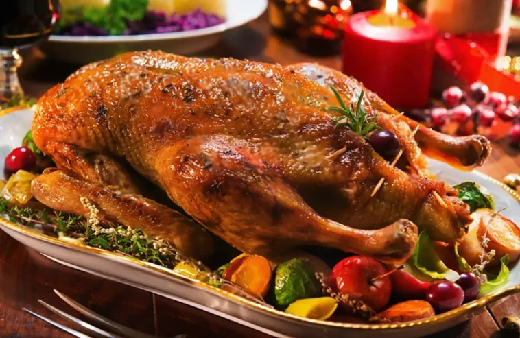 klassisch Gebratene Ente Rezept mit Rotkohl, Kartoffeln und Sauce - für weihnachten