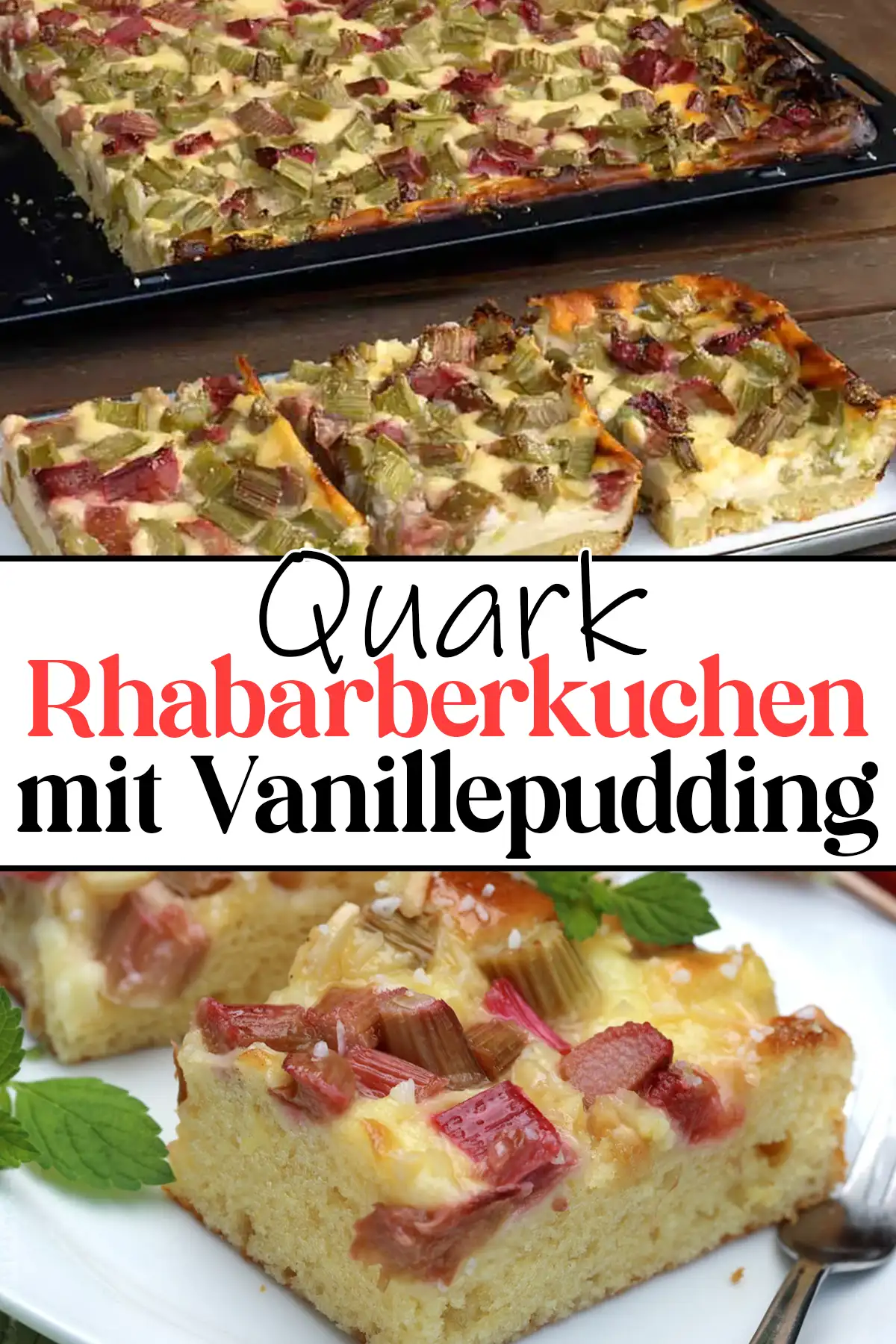 Quark Rhabarberkuchen mit Vanillepudding Rezept: Geschmacksexplosion