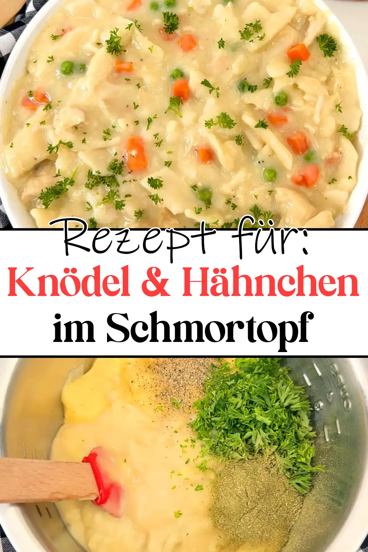 Einfaches Knödel und Hähnchen im Schmortopf Rezept