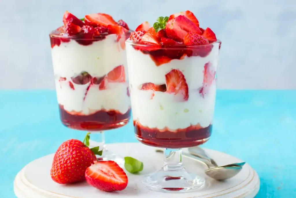 Erdbeer Dessert mit weißer Schokolade Rezept