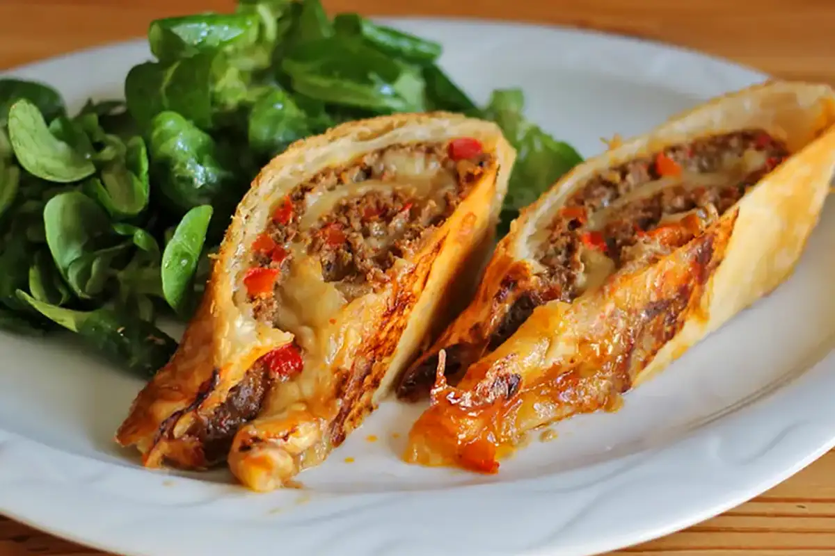 Hackfleisch-Käse-Strudel mit Paprika Rezept