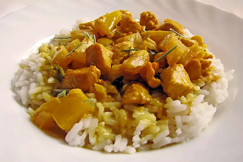 Hähnchen-Ananas-Curry mit Reis Rezept