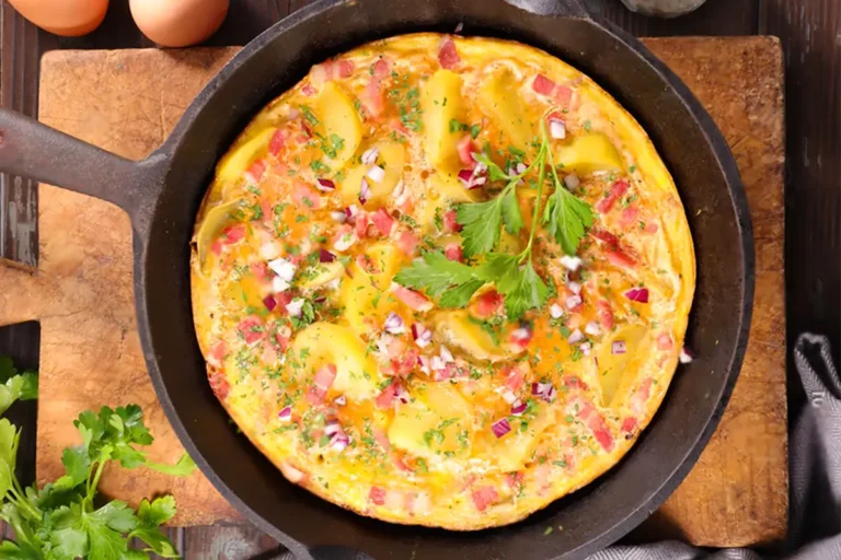 Kartoffeltortilla mit Zwiebeln und Schinken Rezept