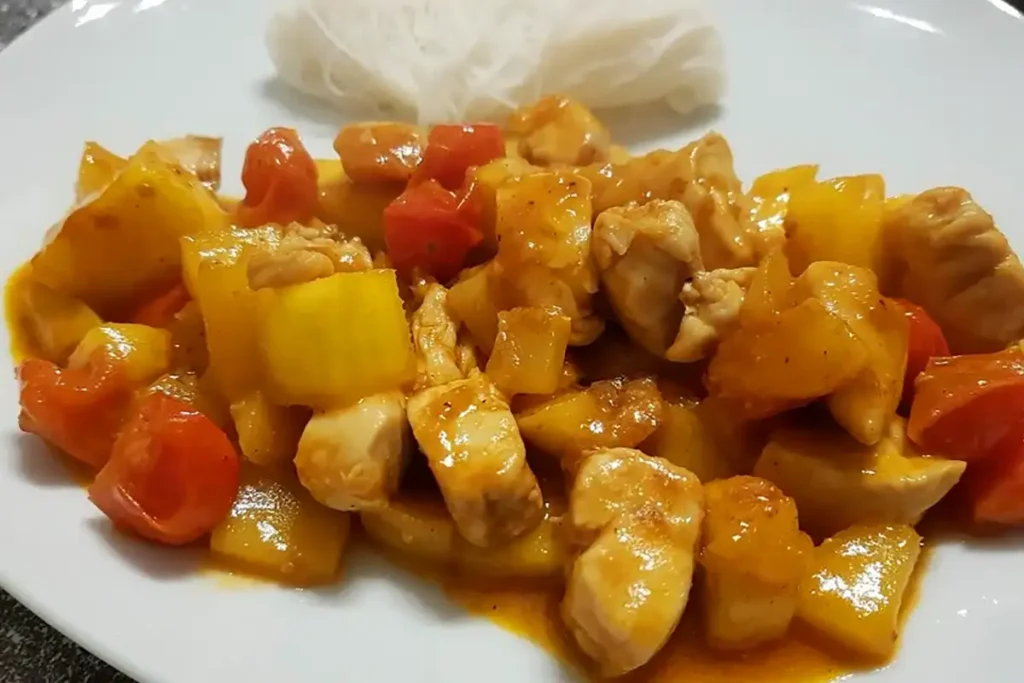 Brasilianisches Hühnchen mit Kokosmilch und Mango