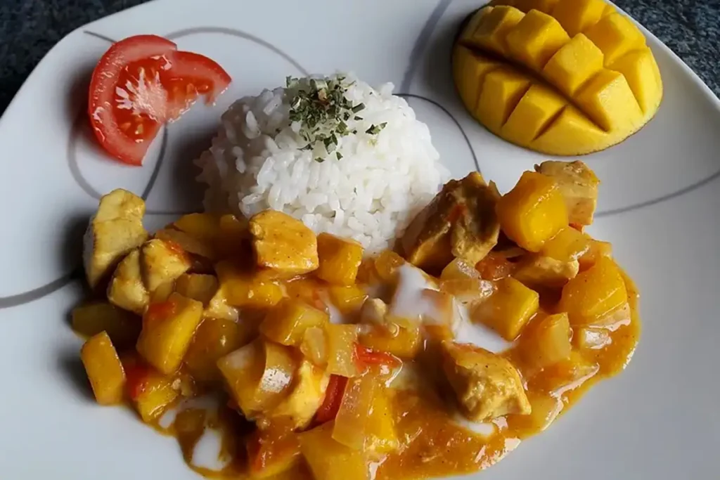 Brasilianisches Hühnchen mit Kokosmilch und Mango