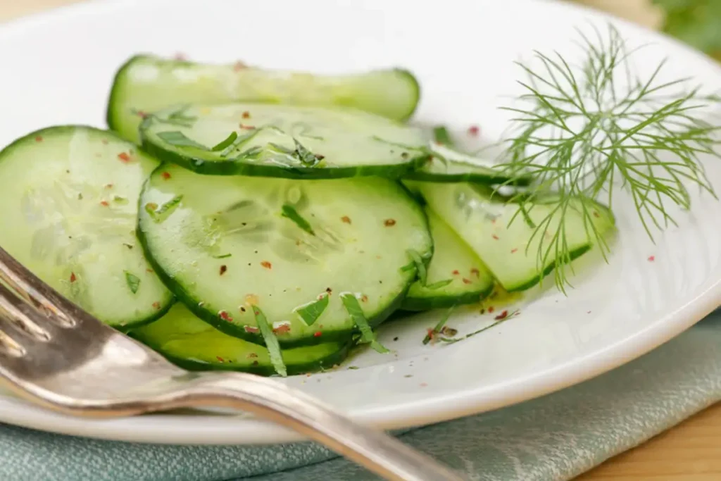 Gurkensalat mit Essig und Öl