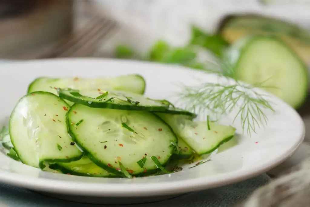 Gurkensalat mit Essig und Öl