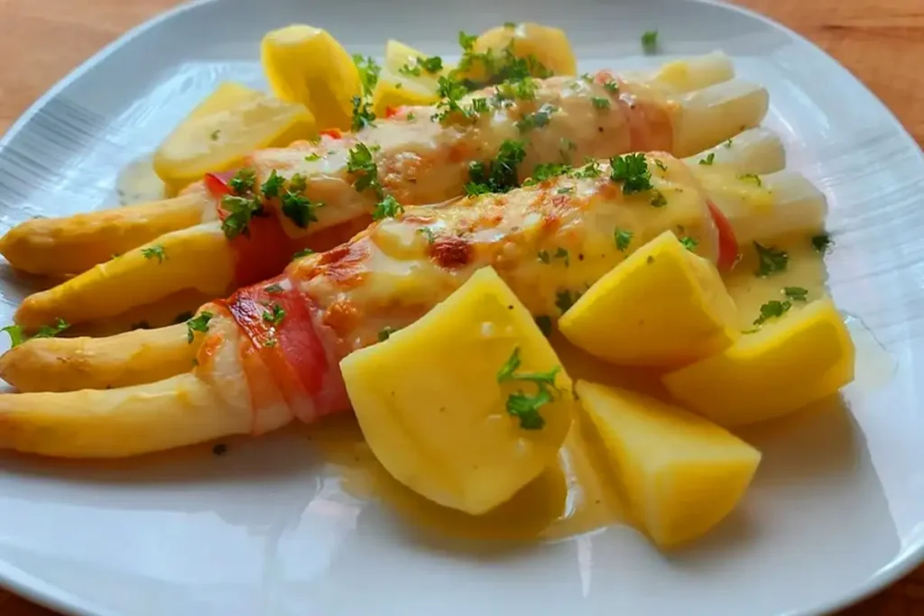 Überbackene Spargel-Schinken-Rollen Rezept