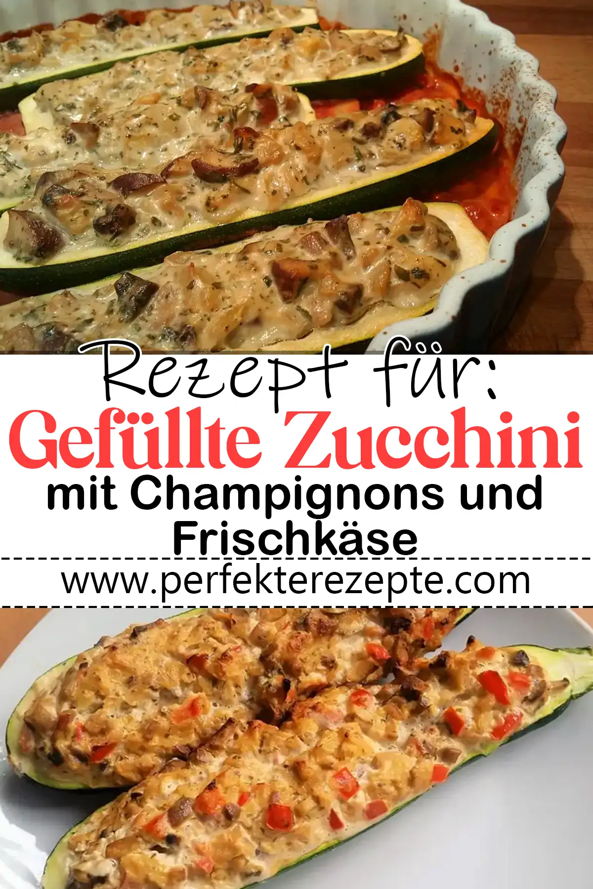 Gefüllte Zucchini mit Champignons und Frischkäse