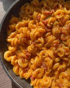 10-Minuten-Pasta mit knusprigem Bacon, frischen Tomaten und Mozzarella