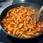 Schnelles Rezept für cremige Pasta mit Würstchen und frischen Kräutern