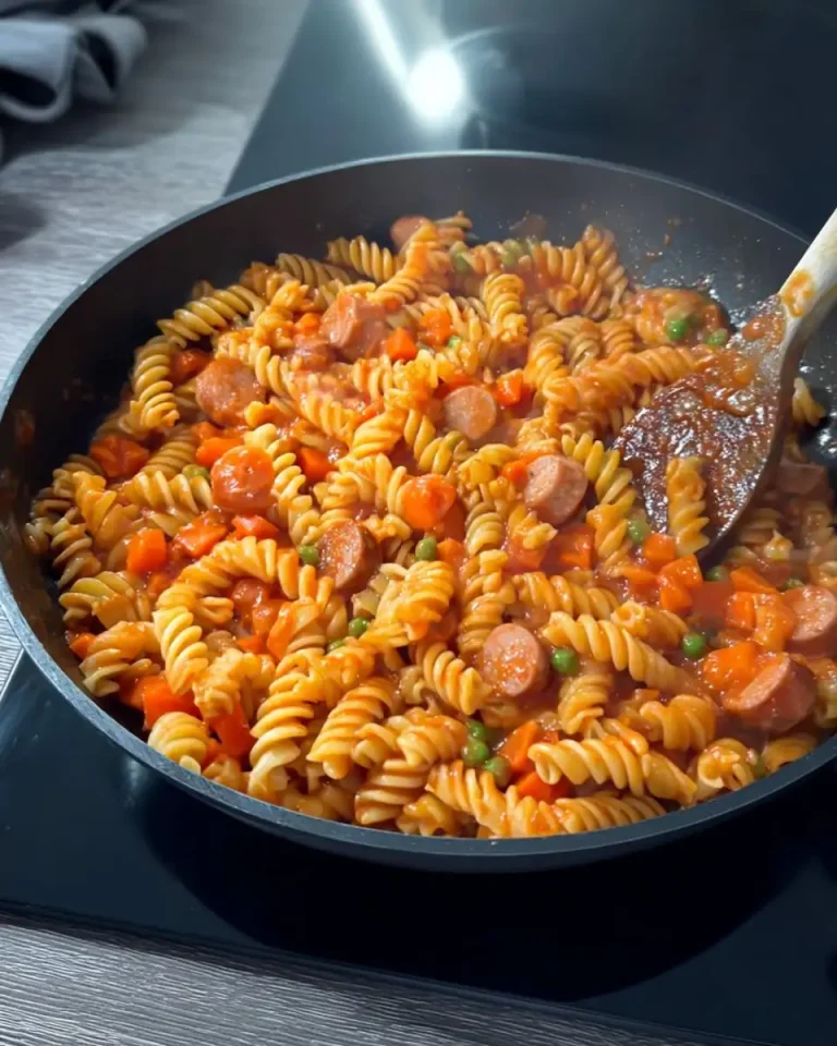 Schnelles Rezept für cremige Pasta mit Würstchen und frischen Kräutern