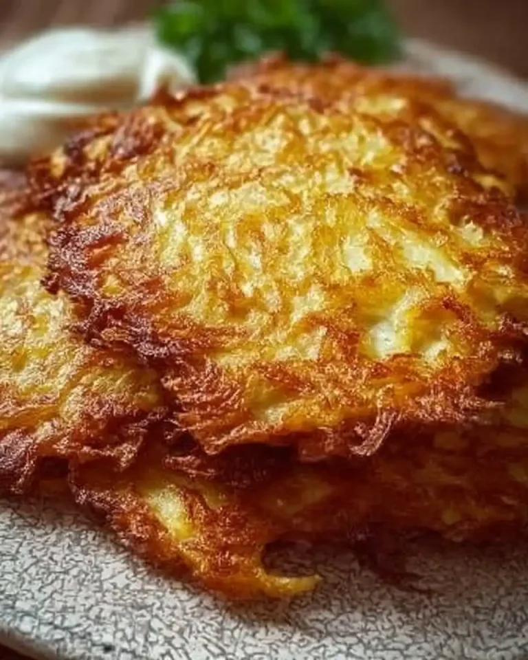 Stapel von frisch gebackenen, knusprigen Reibekuchen