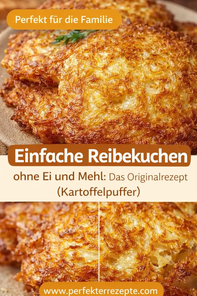 Goldbraun gebratene Reibekuchen ohne Ei und Mehl auf einem Teller serviert