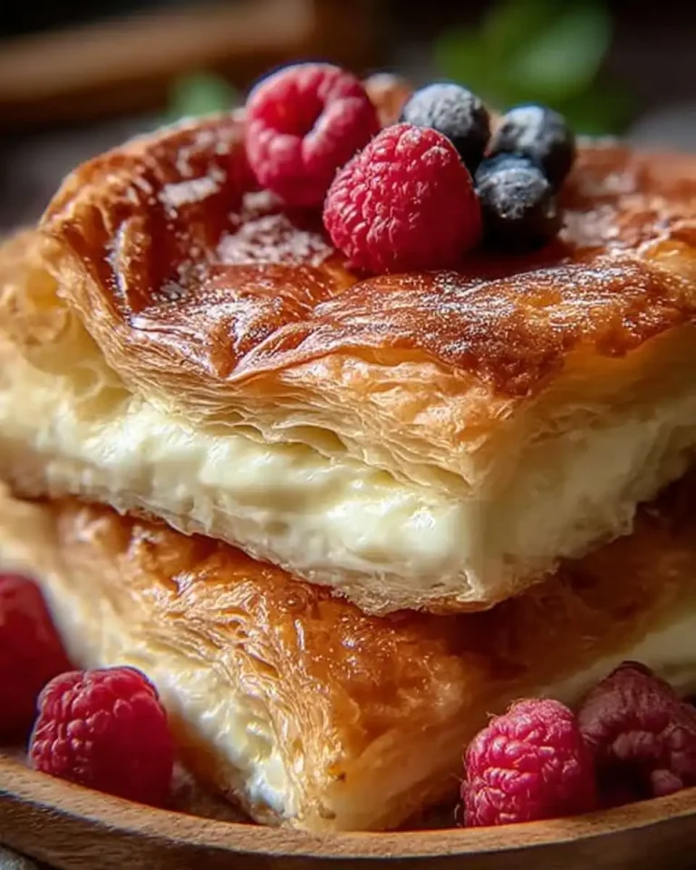 Nahaufnahme von gebackenen Croissants in einer hellen Quark-Zimt-Creme