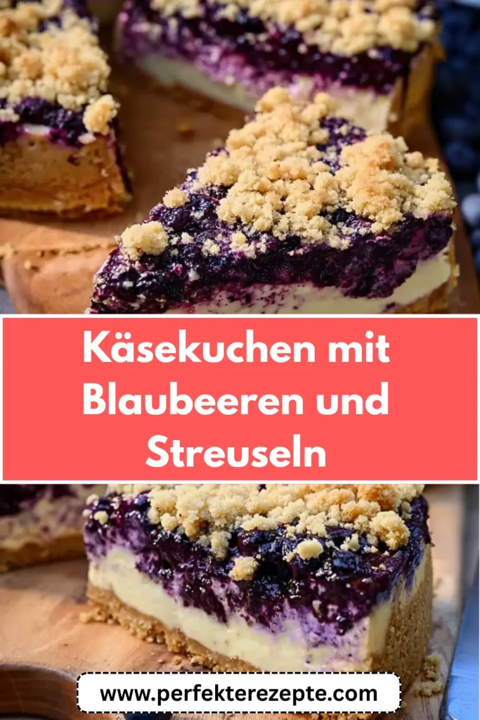Himmlischer Käsekuchen mit Blaubeeren und knusprigen Streuseln