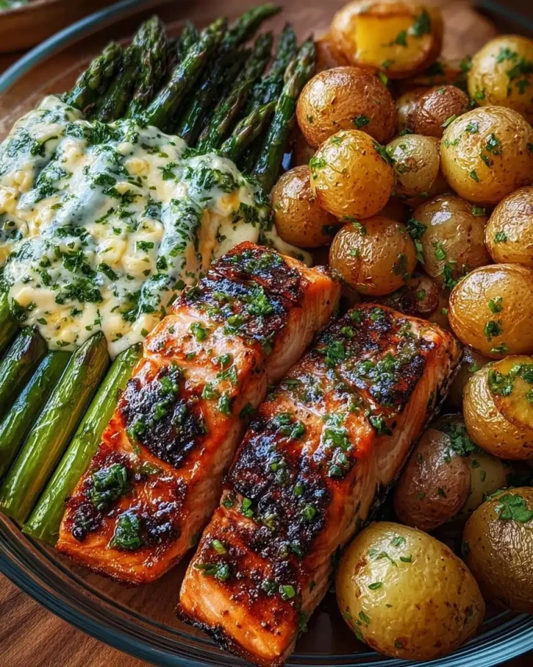 Ofenlachs mit knuspriger Kräuterkruste und gebackenen Kartoffeln