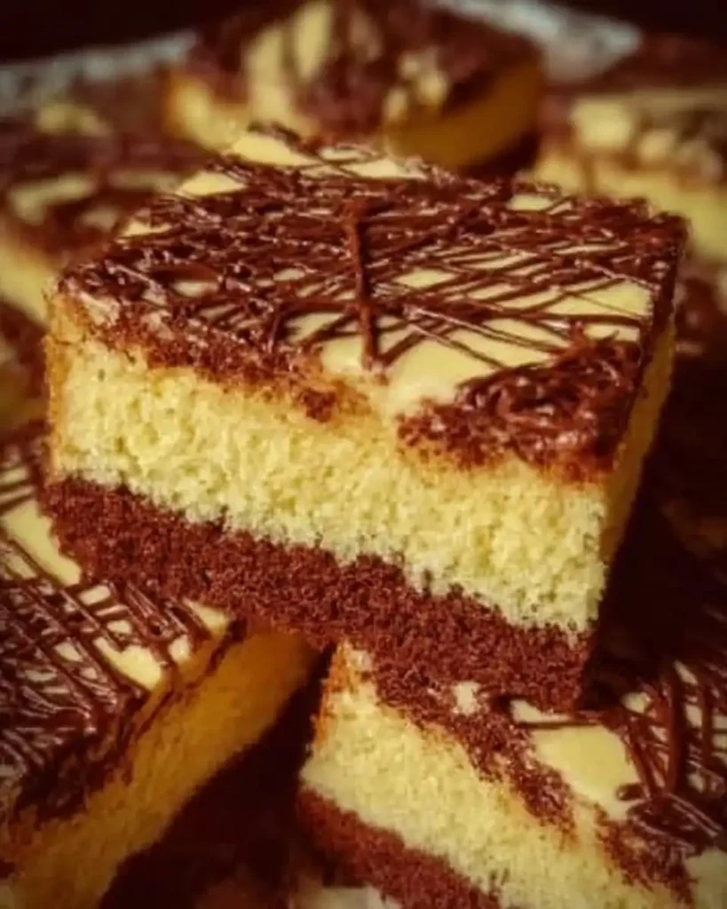 Ein Stück fluffiger Eierlikörkuchen serviert auf einem Kuchenteller