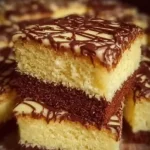 Ansicht eines aufgeschnittenen Eierlikör-Blechkuchens mit goldgelber Farbe