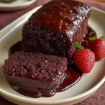 Ansicht eines aufgeschnittenen Schokoladenkuchens mit lockerer Textur