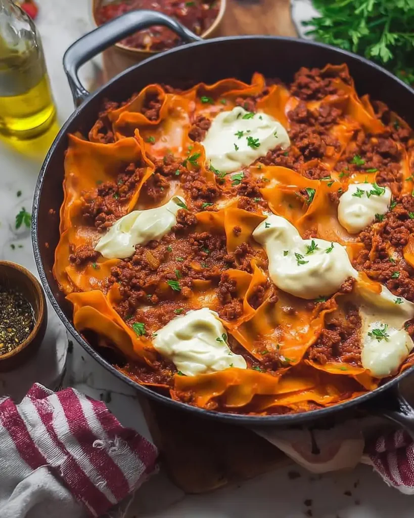 Pfannen-Lasagne mit Crème Fraîche