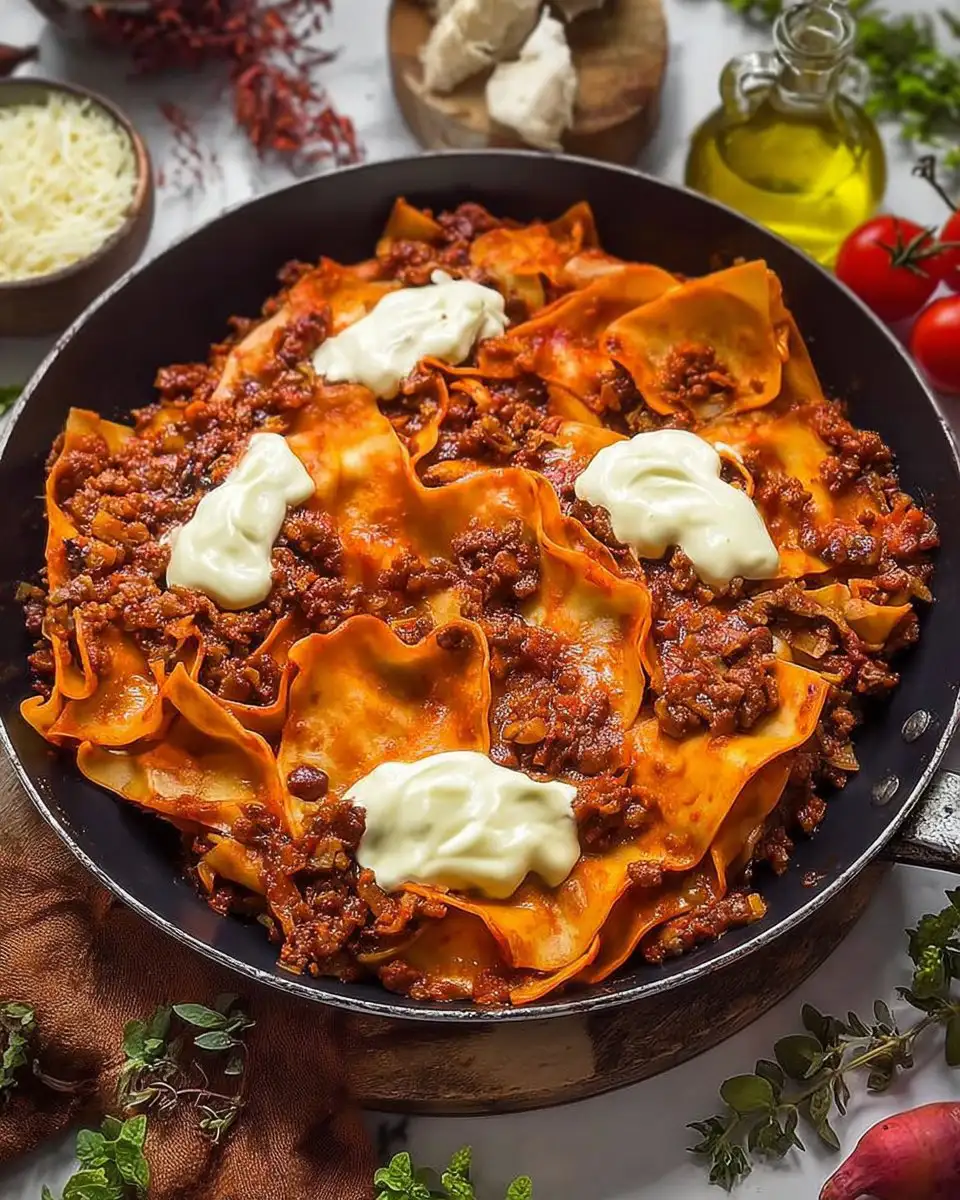 Pfannen-Lasagne mit Crème Fraîche