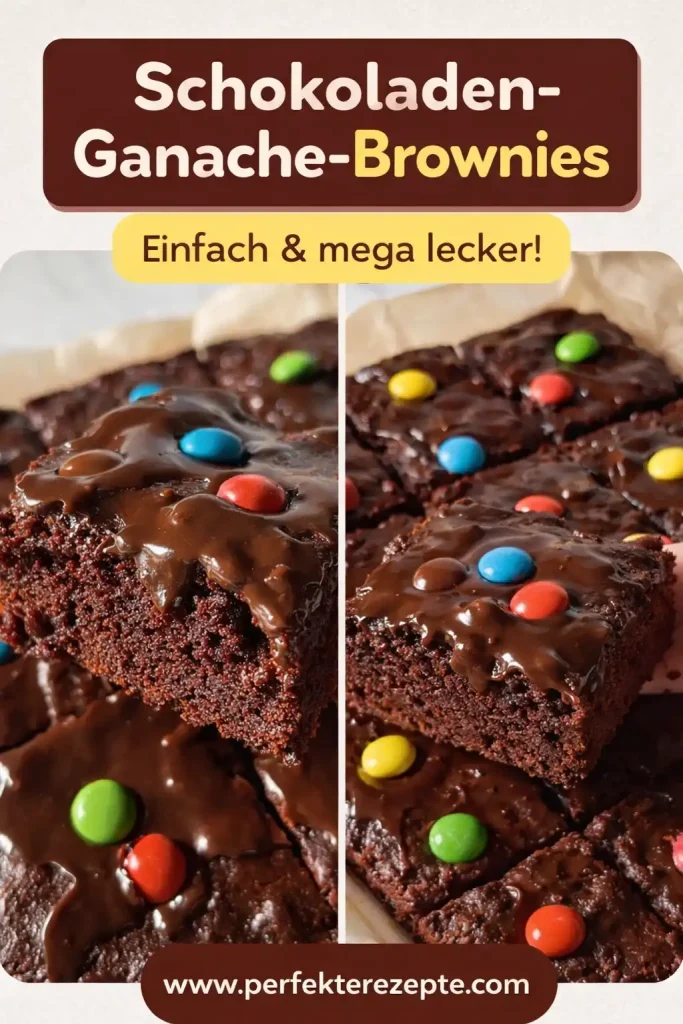 Schokoladen-Ganache-Brownies mit glänzender Schokoladenglasur