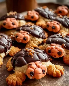 Verschiedene Turtle Cookies aus hellem Teig und Schokolade nah fotografiert