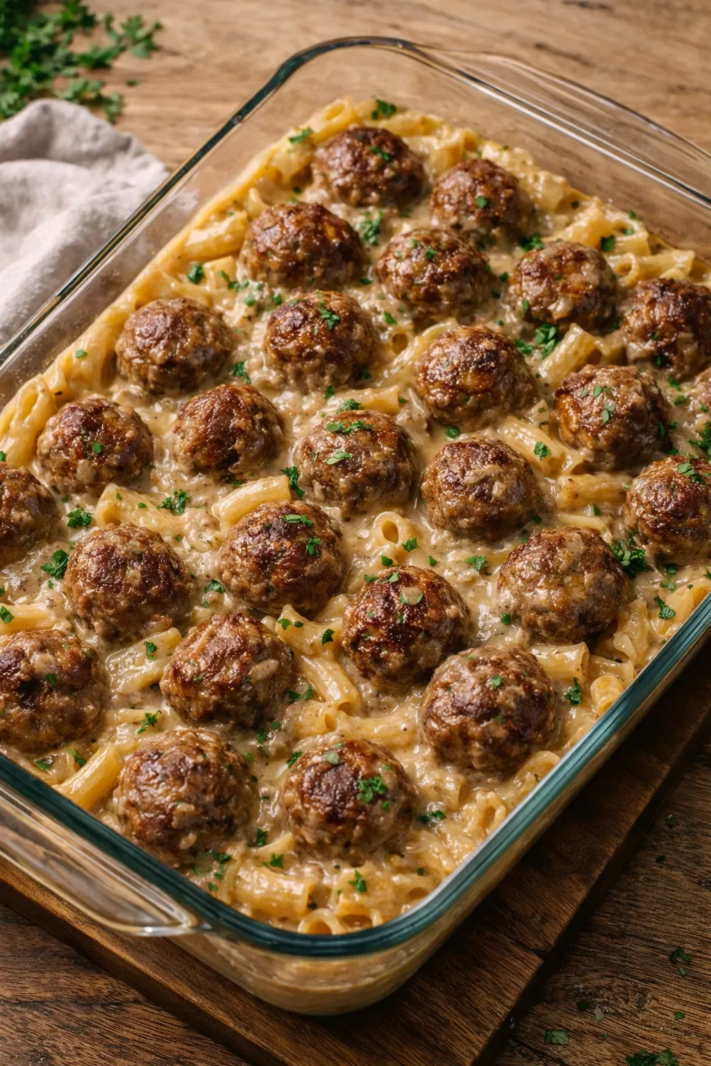Fleischbällchen mit Eiernudeln
