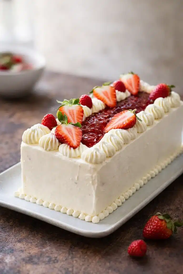 Himmlische Erdbeer-Sahne-Torte mit frischen Erdbeeren und Sahne